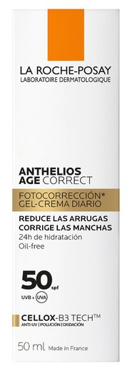 La Roche Posay Anthelios Age Correct spf50 Gel-Crema Fotocorrección Diaria Con Ácido Hialurónico, Niacinamida y Phe-Resorcinol