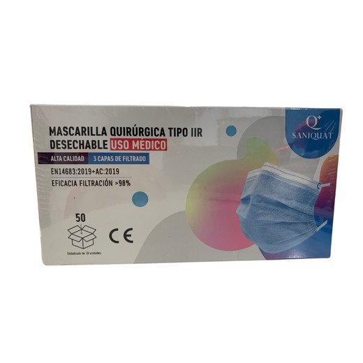 Mascarilla Quirurgica Azul Desechable 50 unidades