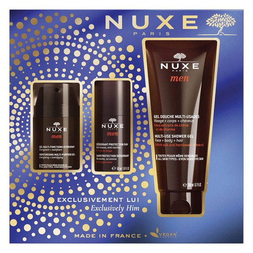 Nuxe Cofre Navidad Men Imprescindibles (Gel Multi-funciones 50ml + Desodorante 24h 50ml + Gel ducha 200ml)"