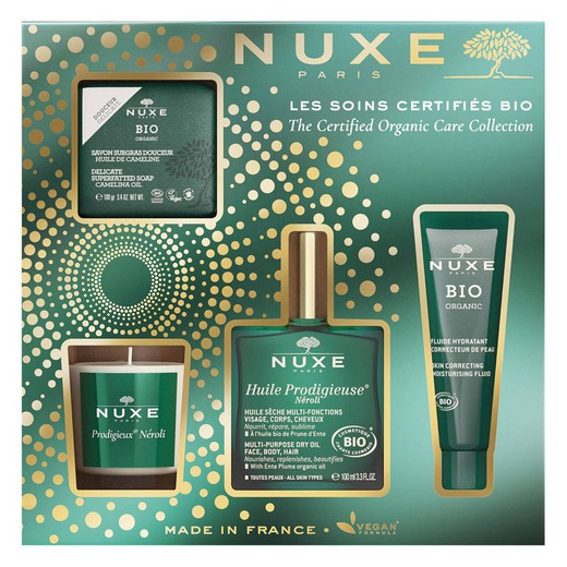 Nuxe Pack Navidad Organic Bio (Huile Prodigieuese Neroli 100ml+ Nuxe Bio Jabón suave+ Nuxe Bio fluido hidratante+ Vela Neroli)