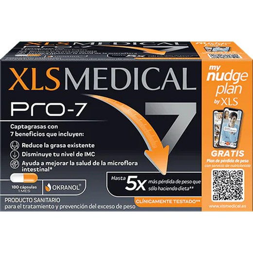 XLS MEDICAL Pro-7 Nudge 180 capsulas. Captagrasas con 7 beneficios