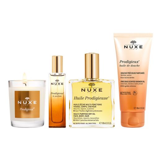 Nuxe Cofre Navidad Simplemente Prodigieuse® (Huile Prodigieuse® 100ml + Prodigieux® Aceite de ducha 100ml + Prodigieux® le parfum 15ml + Vela Prodigieux® 70g )