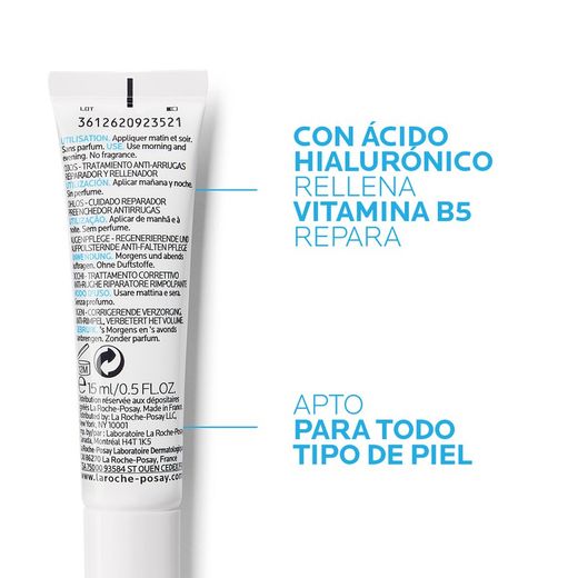 La Roche Posay Hyalu B5 Contorno de Ojos dermatológico anti-arrugas, rellena la piel