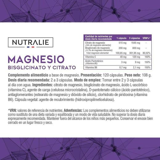 Nutralie Magnesio Complex 120 Cápsulas
