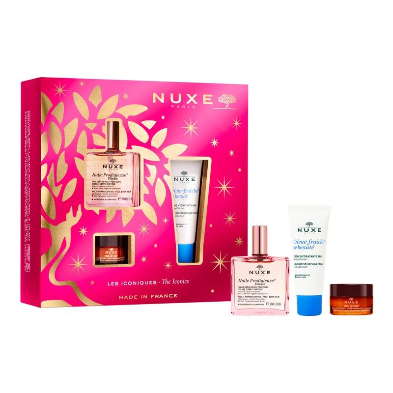 Nuxe Cofre Navidad Icónicos Floral (Huile Prodigieuse Florale 50ml + Rêve de Miel Bálsamo Labios 15gr + Crème Fraîche 30ml)